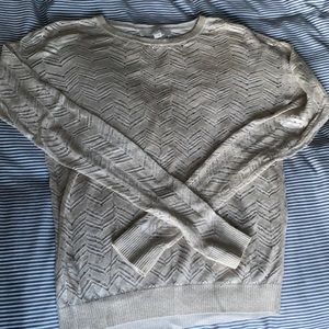 LOFT gold crochet style linen & cotton sweater